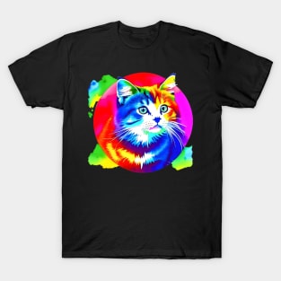 Colorful Rainbow Cats Digital Portrait (MD23Ar007b) T-Shirt